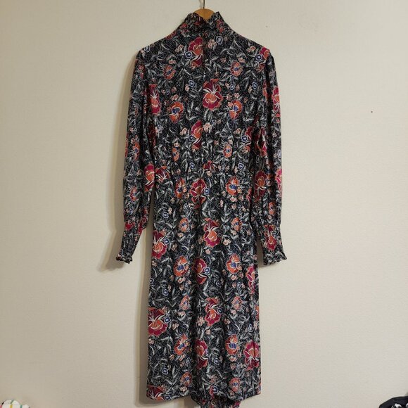 Isabel Etoile Marant Silk Yandra Floral Mock Neck Midi Dress Sz 38/ 6US Classic - Picture 10 of 15
